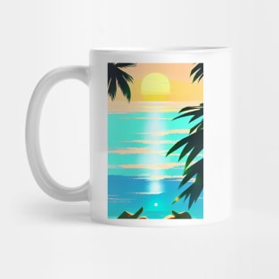 Summer Sunset Palm Tree Beach Ocean Artistic Paradise Mug